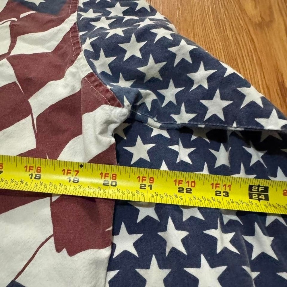 Wrangler Brushpopper Men's Shirt Button Up American Flag Greatest Show Rodeo Med - Picture 6 of 7